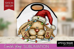 Rabbit Tangled In Christmas Lights Lunch Bag Funny Xmas Bug Product Image 1