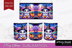 Rabbit Halloween Mug Wrap Cute Animal Mug PNG Sublimation Product Image 1