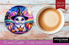 Rabbit Halloween Round Coaster Cute Animal Coaster PNG Product Image 1