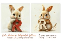 Cute Rabbit, baby Animal Alphabet Letters ABC Printable card Product Image 1