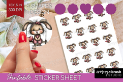 Rabbit Valentine Round Sticker Whimsical Animal Printable Product Image 1