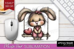Rabbit Valentine Mouse Pad Sublimation Whimsical Animal Product Image 1