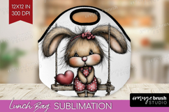 Rabbit Valentine Lunch Bag Whimsical Animal Lunch Bug PNG Product Image 1