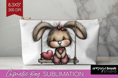 Rabbit Valentine Cosmetic Bag Whimsical Animal Makeup Bag Product Image 1