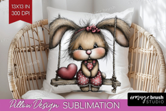 Rabbit Valentine Pillow Sublimation Whimsical Animal Pillow Product Image 1