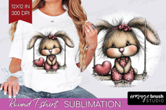 Rabbit Valentine Round Tshirt Background Whimsical Animal Product Image 1