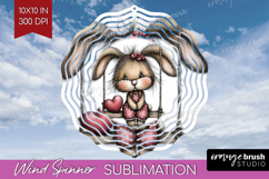 Rabbit Valentine Wind Spinner Sublimation PNG Whimsical Product Image 1