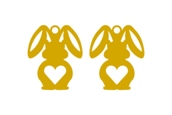 Rabbit Love Earrings Laser Cut Template Product Image 2