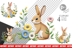 Rabbit Embroidery Clipart Product Image 1