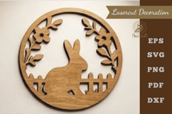 Rabbit Round Lasercut Decoration SVG Product Image 1