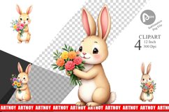 Rabbit Spring Bouquet Clipart Product Image 1