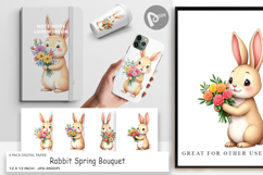 Digital Paper Rabbit Spring Bouquet Product Image 1