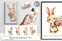 Digital Paper Rabbit Spring Bouquet Product Image 1