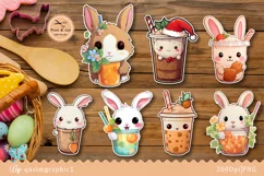 Bunny stickers, Rabbit Stickers, Hare Stickers, Easter Bunny PNG, Bunny clipart, Goodnotes Stickers, Cute baby animals stickers, Cute stickers for kids, Cute Rabbit clipart Png, Floral Bunny Stickers