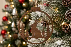 Rabbit Winter Christmas Ornament SVG, Holiday Laser Cut File Product Image 1