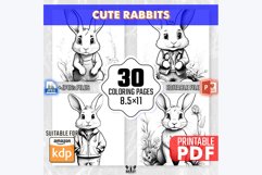 30 Cute Rabbits Coloring Pages - Bunny Adult Colouring Book Product Image 1