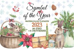 New Year Rabbits Clipart Product Image 1