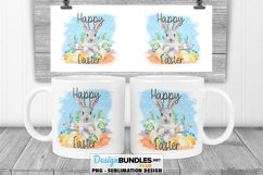 Easter Mug Sublimation | Happy Easter Rabbit Mug Design Product Image 1