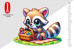 Cute Raccon Clipart - PNG File Product Image 1
