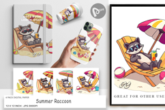 Digital Paper Summer Raccoon Product Image 1