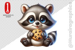 Cute Raccon Clipart - PNG File Product Image 1