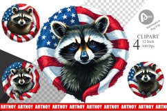 Raccoon 4th of July Clipart Product Image 1