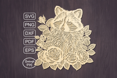 Raccoon lasercut svg, autumn raccoon laser cut or keychain Product Image 1