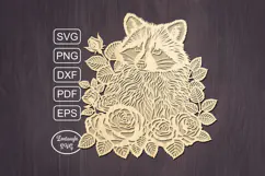 Raccoon lasercut svg, autumn raccoon laser cut or keychain Product Image 1