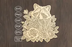 Raccoon lasercut svg, autumn raccoon laser cut or keychain Product Image 3