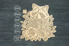 Raccoon lasercut svg, autumn raccoon laser cut or keychain Product Image 5