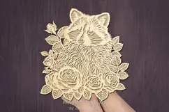 Raccoon lasercut svg, autumn raccoon laser cut or keychain Product Image 4