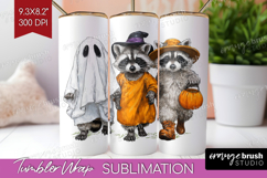 Raccoon Halloween Tumbler Wrap Spooky Season Tumbler PNG Product Image 1