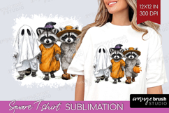Raccoon Halloween Square Tshirt Background Spooky Season PNG Product Image 1