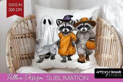 Raccoon Halloween Pillow Sublimation Spooky Season Pillow Product Image 1