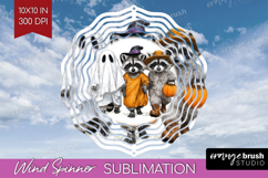 Raccoon Halloween Wind Spinner Sublimation PNG Spooky Season Product Image 1
