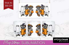 Raccoon Halloween Mug Wrap Spooky Season Mug PNG Sublimation Product Image 1