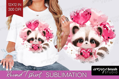 Raccoon Valentine Round Tshirt Background Cute Valentines Product Image 1