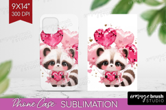 Raccoon Valentine Phone Case PNG Cute Valentines Day Case Product Image 1
