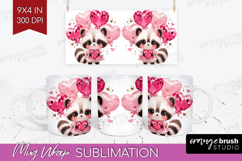 Raccoon Valentine Mug Wrap Cute Valentines Day Mug PNG Product Image 1