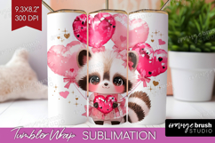 Raccoon Valentine Tumbler Wrap Cute Valentines Day Tumbler Product Image 1