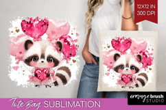 Raccoon Valentine Tote Bag Cute Valentines Day Tote Bag PNG Product Image 1