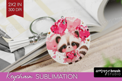 Raccoon Valentine Keychain PNG Cute Valentines Day Keychain Product Image 1