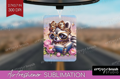 Raccoon Reading Air Freshener PNG Book Lover PNG Sublimation Product Image 1