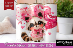 Raccoon Valentine Tumbler Wrap Cute Valentines Day Tumbler Product Image 1