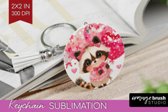 Raccoon Valentine Keychain PNG Cute Valentines Day Keychain Product Image 1