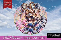 Raccoon Reading Wind Spinner Sublimation PNG Book Lover Product Image 1
