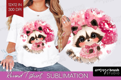 Raccoon Valentine Round Tshirt Background Cute Valentines Product Image 1