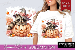 Raccoon Halloween Square Tshirt Background Coquette PNG Product Image 1