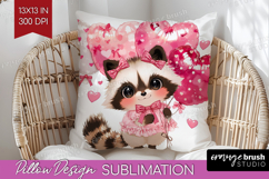 Raccoon Valentine Pillow Sublimation Cute Valentines Day Product Image 1