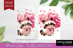 Raccoon Valentine Phone Case PNG Cute Valentines Day Case Product Image 1